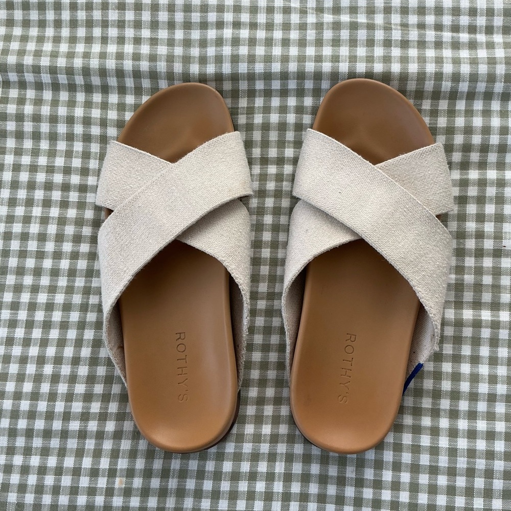 Rothy's Women's Tan Cross-Strap Sandals